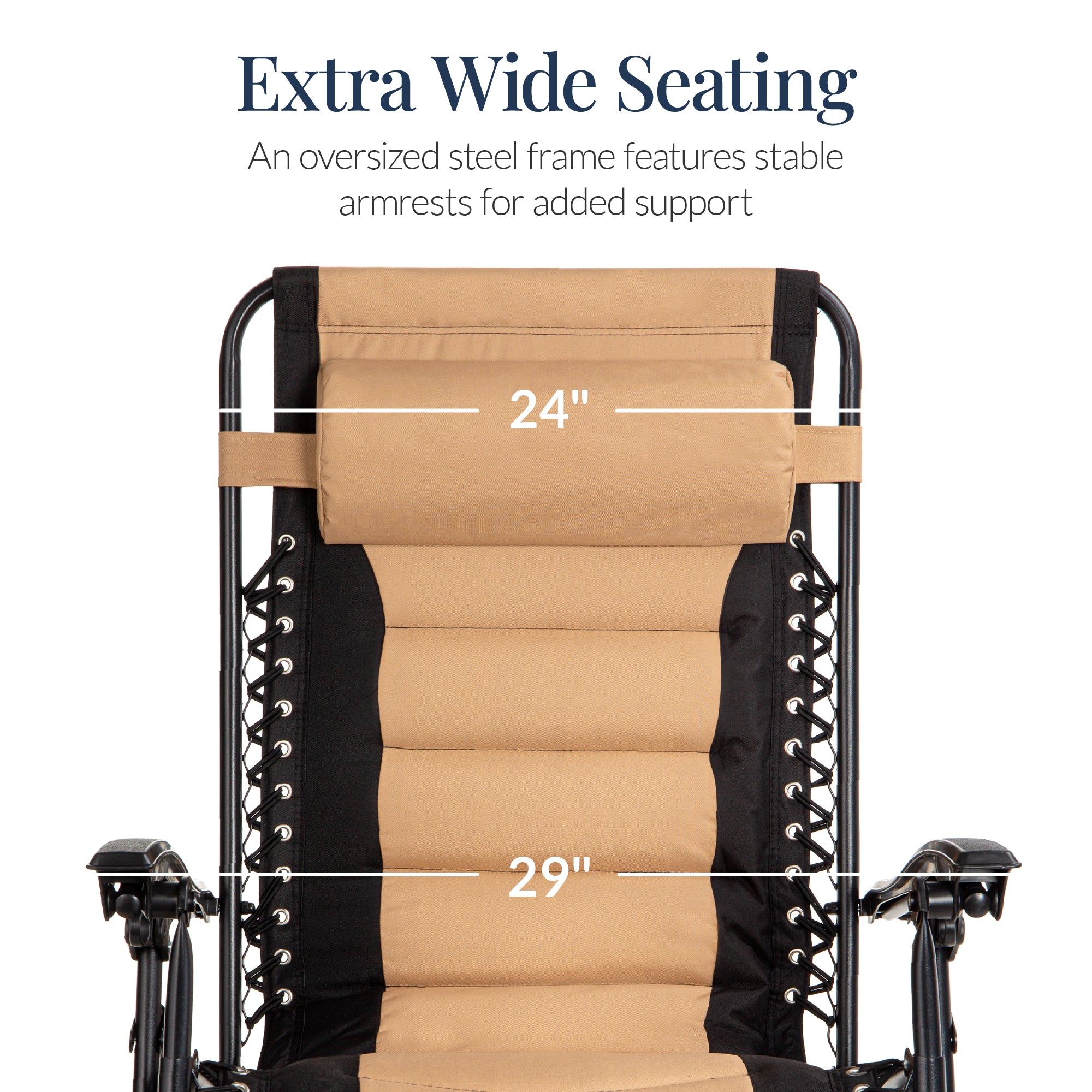 Oversized Padded Zero Gravity Chair, Folding Recliner w/ Headrest, Side Tray