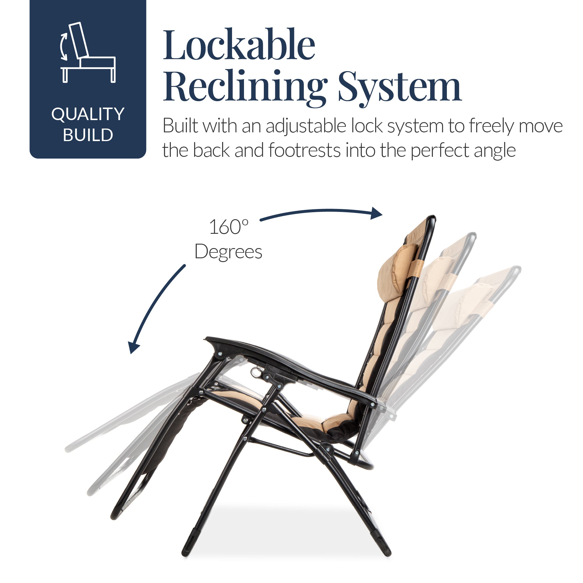 Oversized Padded Zero Gravity Chair, Folding Recliner w/ Headrest, Side Tray