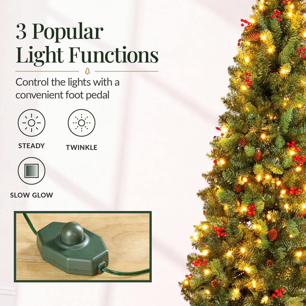 Pre-Lit Spruce Pencil Christmas Tree Pre-Decorated Pre-Lit w/Twinkling LEDs