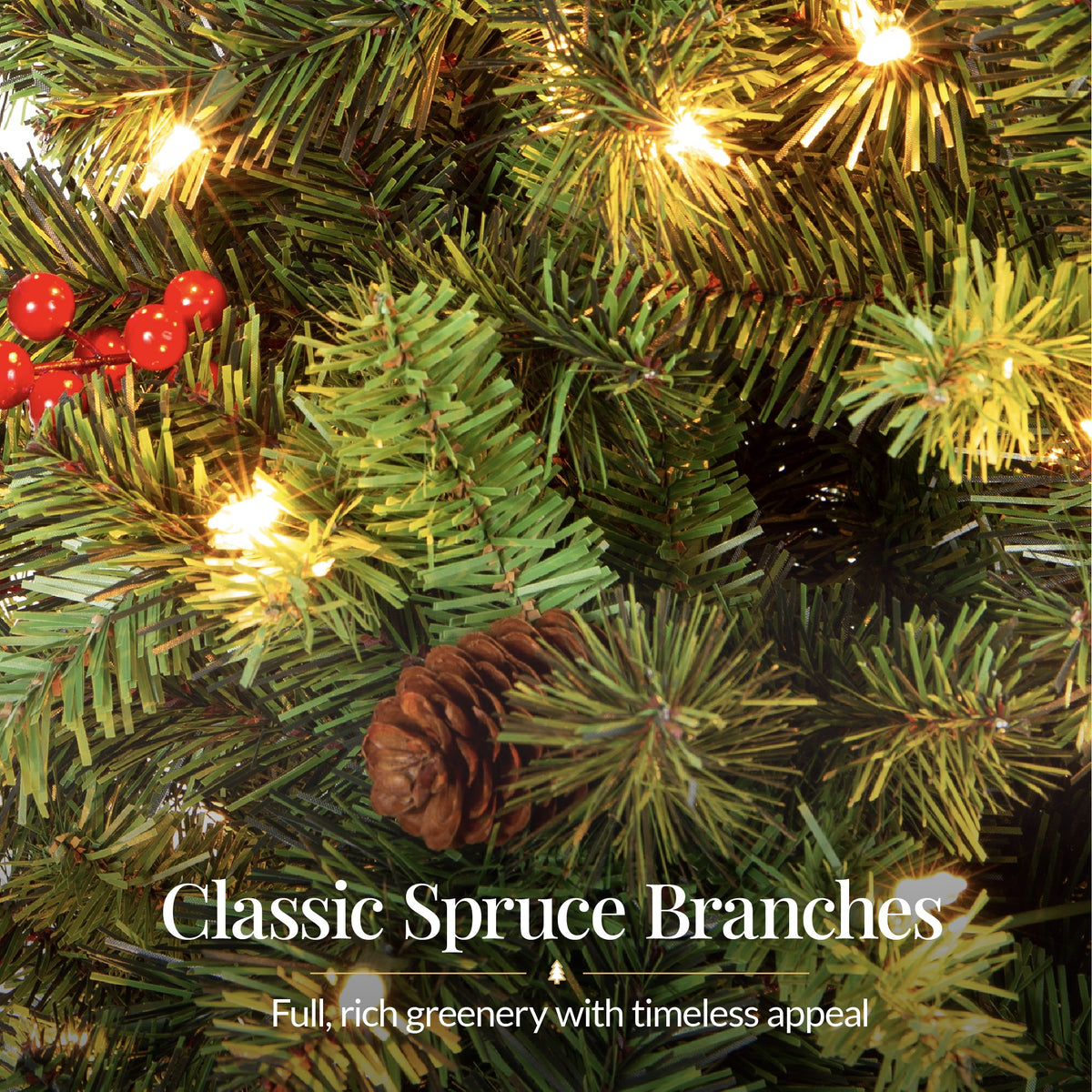 Pre-Lit Spruce Pencil Christmas Tree Pre-Decorated Pre-Lit w/Twinkling LEDs