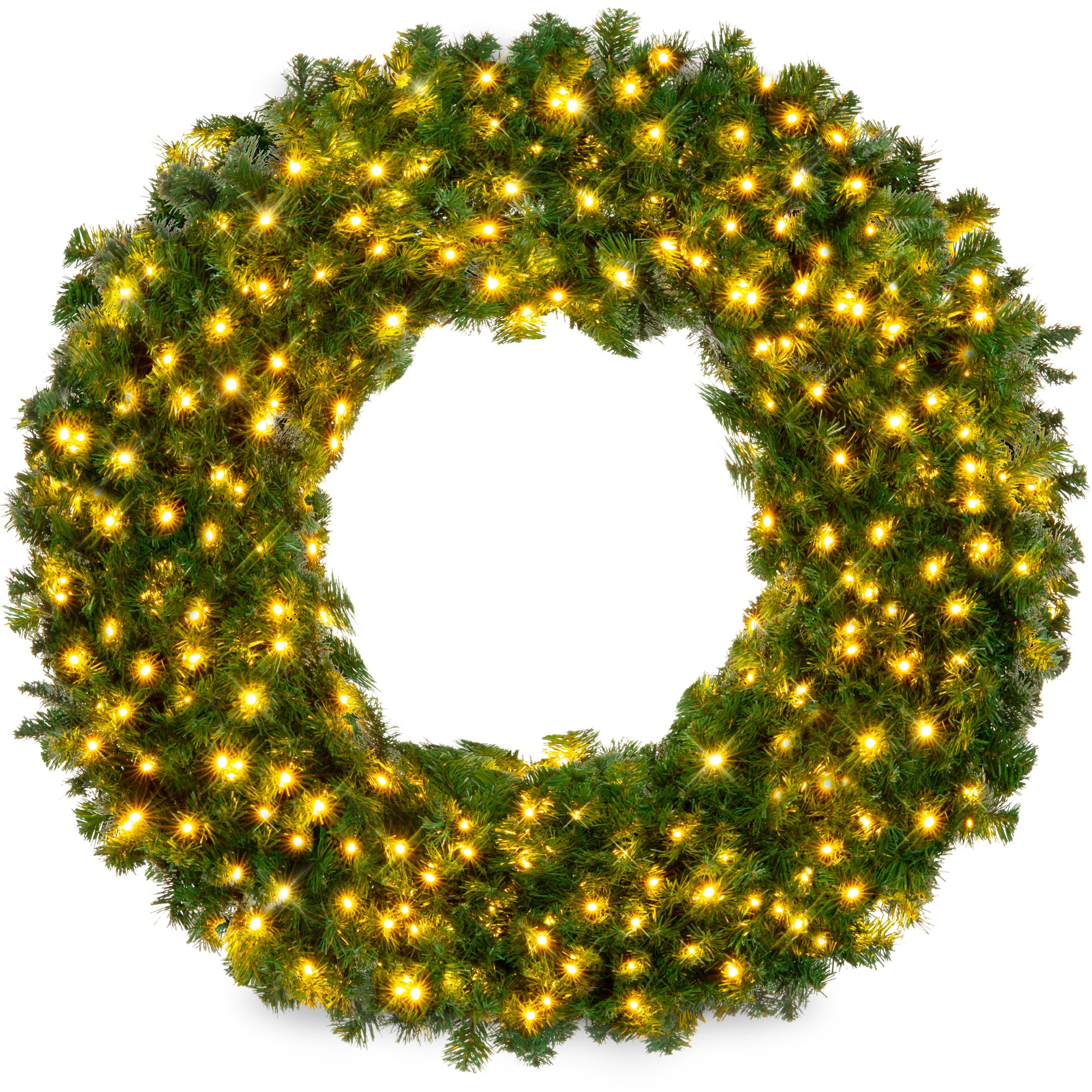 Pre-Lit Artificial Fir Christmas Wreath with LED Lights - Thumbnail 2