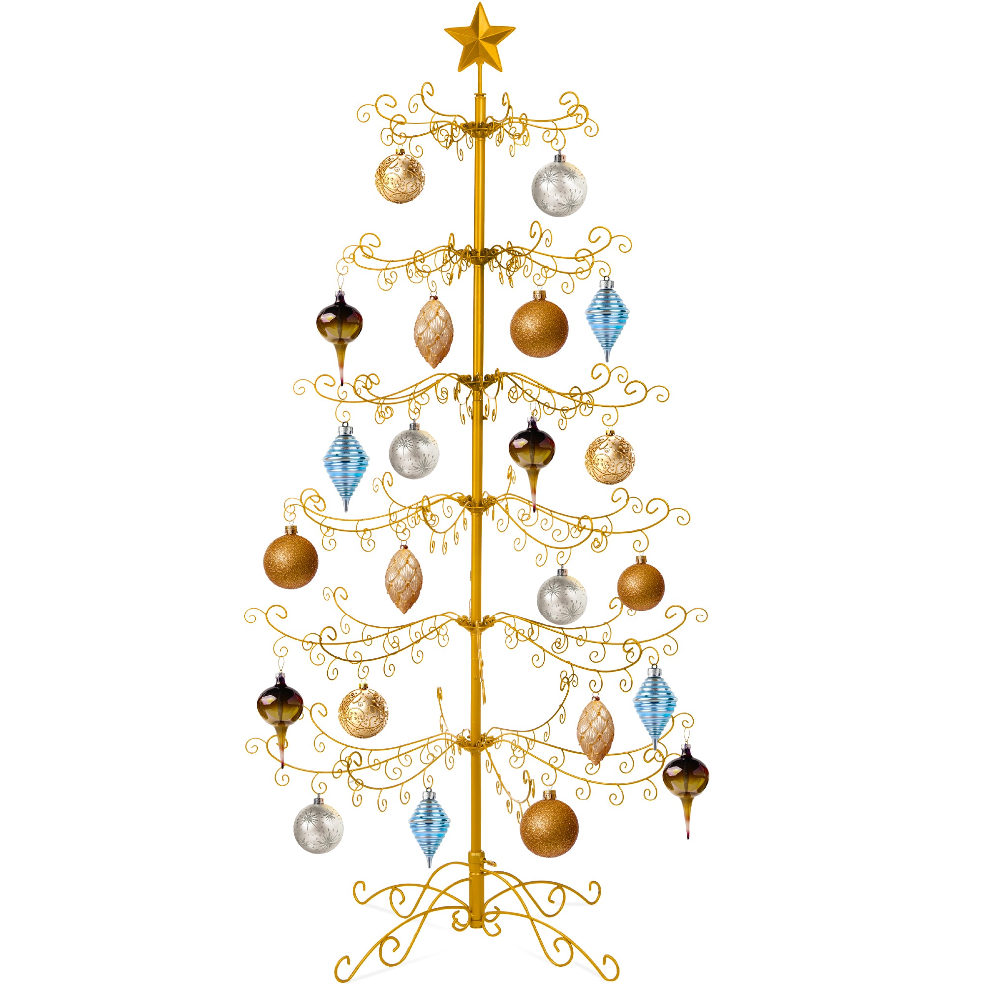 Wrought Iron Christmas Tree Ornament Display w/ Easy Assembly, Stand - 6ft
