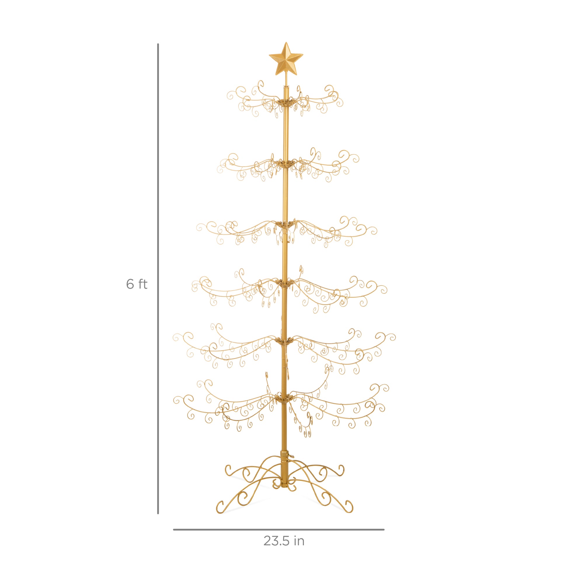 Wrought Iron Christmas Tree Ornament Display w/ Easy Assembly, Stand - 6ft
