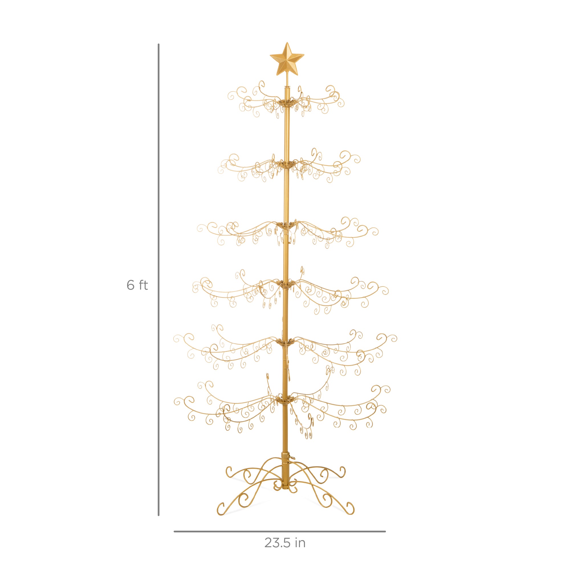 Wrought Iron Christmas Tree Ornament Display w/ Easy Assembly, Stand - 6ft