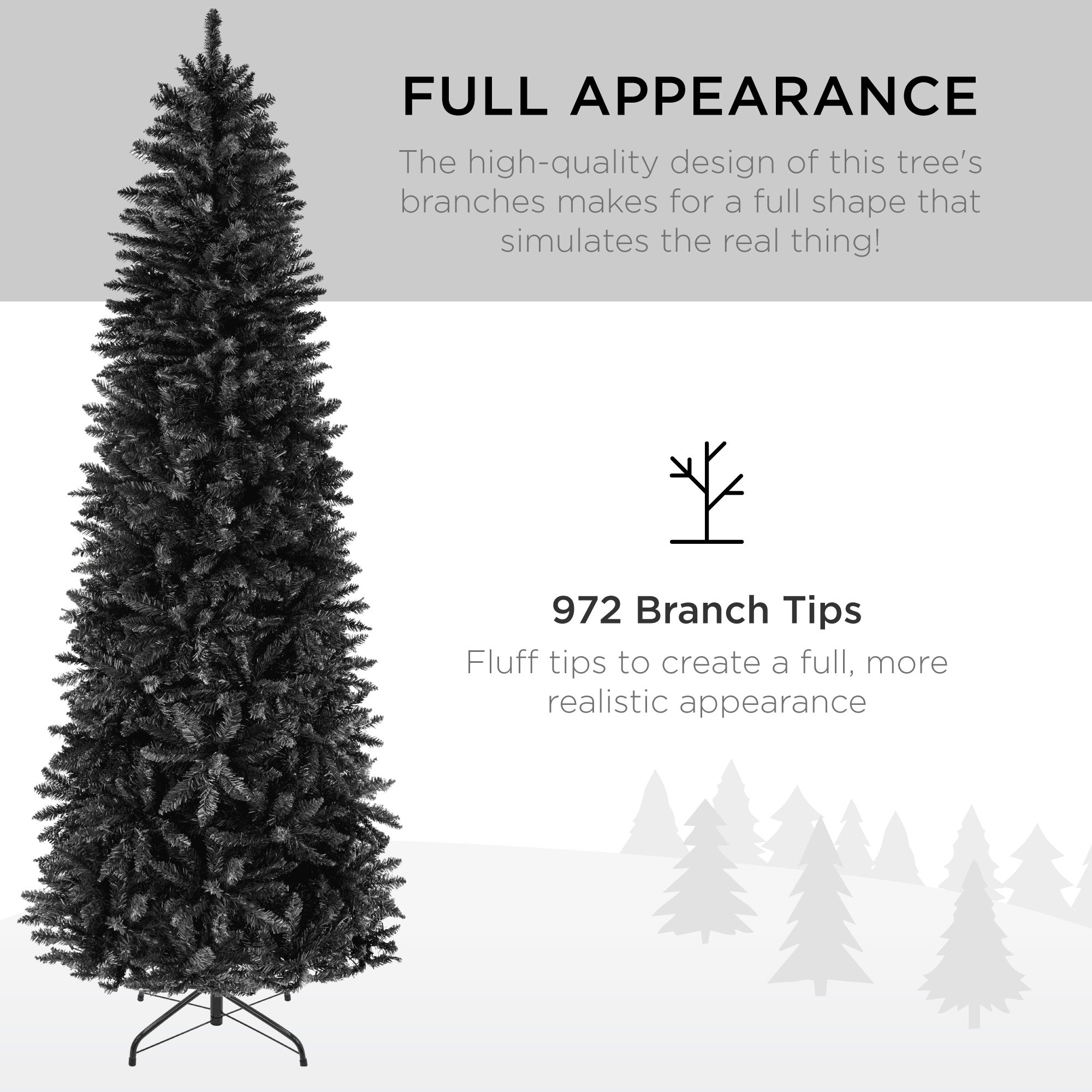 Black Artificial Pencil Holiday Christmas Tree