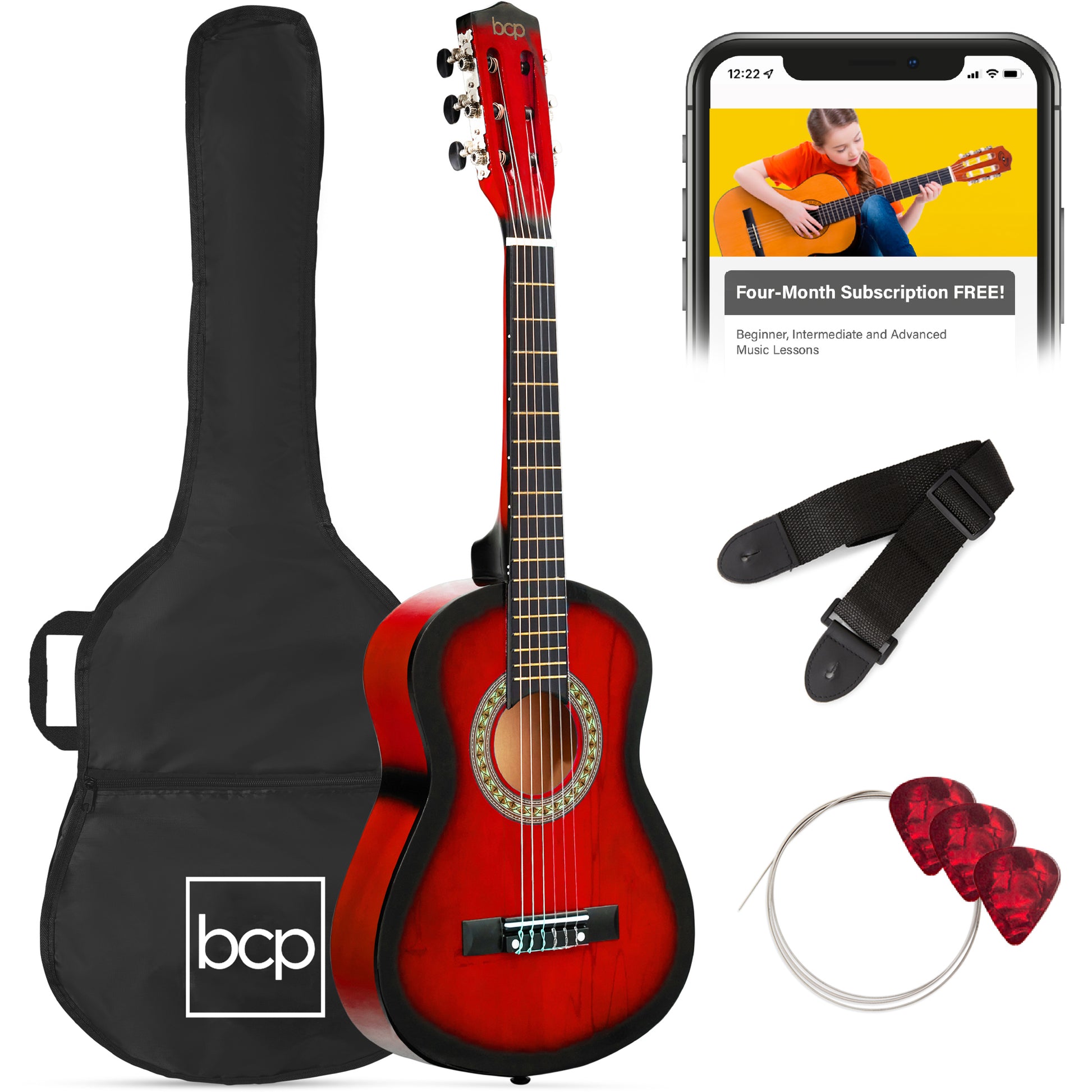 Kids Acoustic Guitar Beginner Starter Kit w/ Carrying Case - 30in