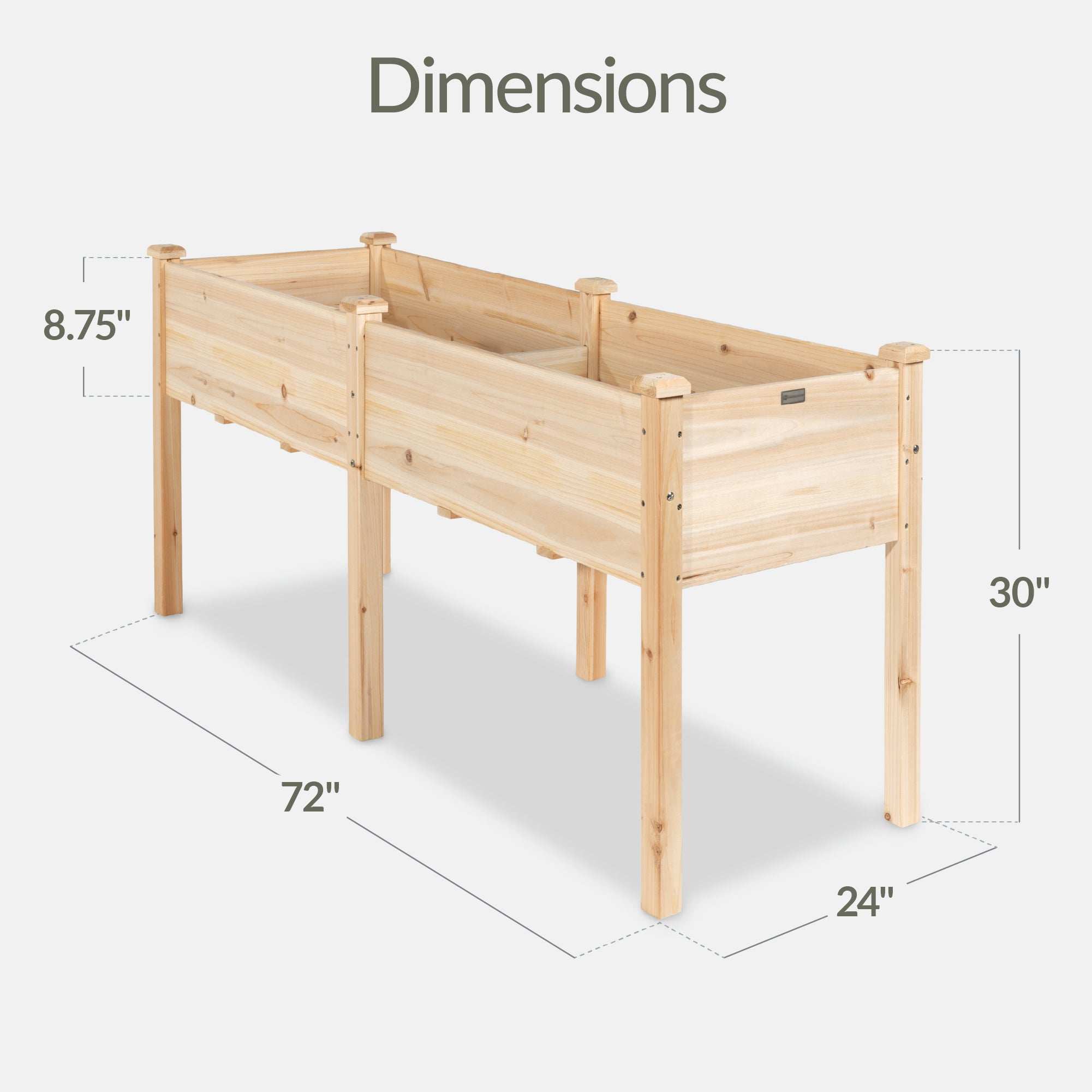 Raised Garden Bed, Elevated Wood Garden Planter Stand - 72x24x30in