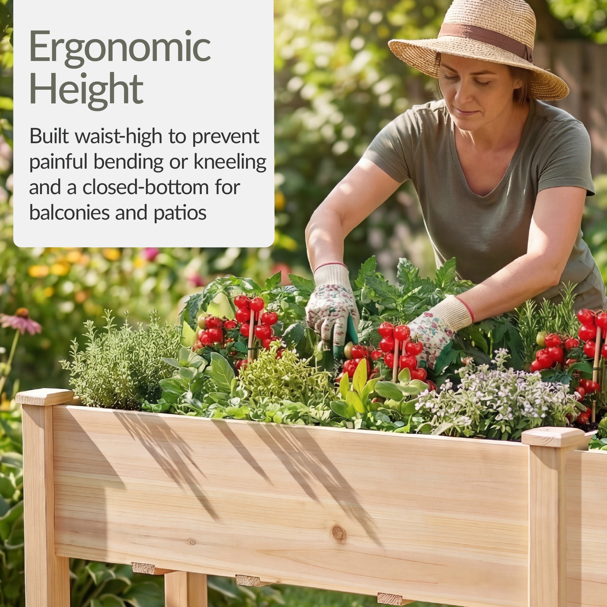 Raised Garden Bed, Elevated Wood Garden Planter Stand - 72x24x30in