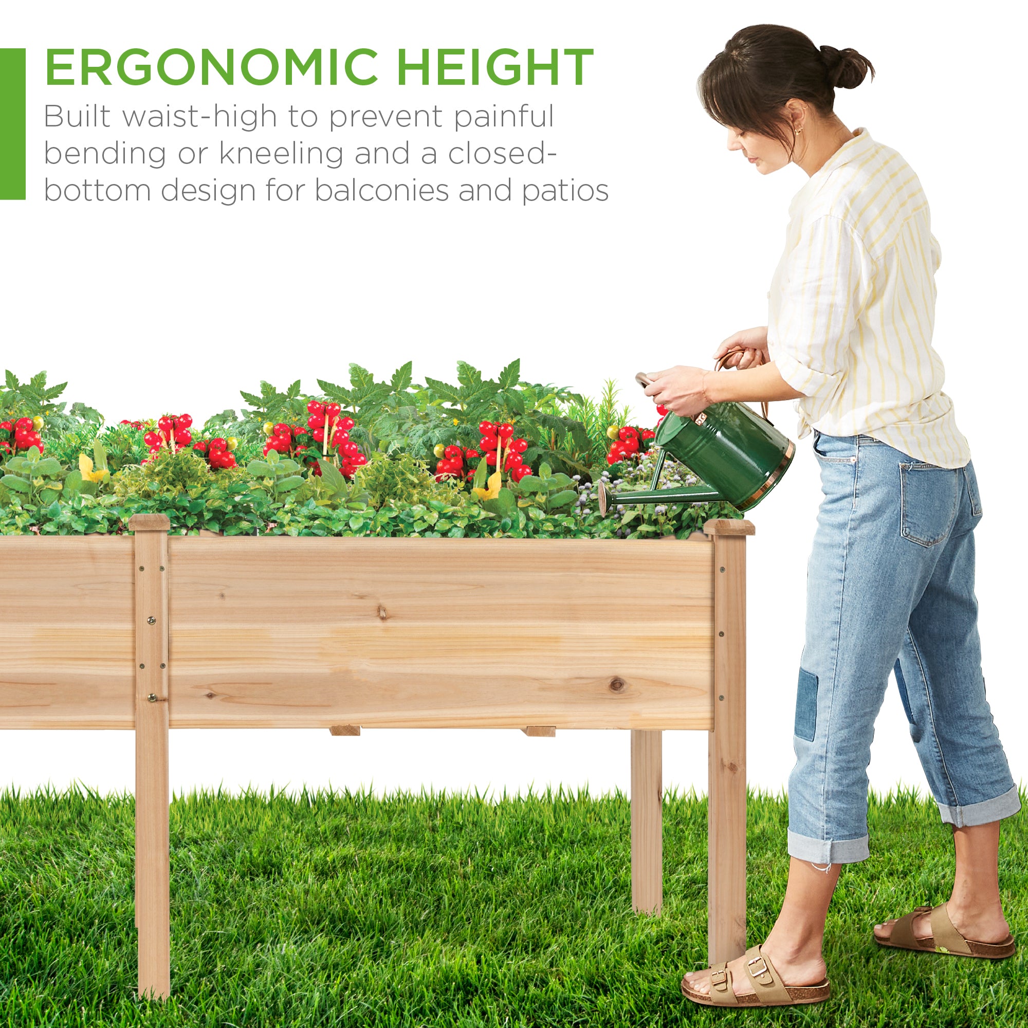 Raised Garden Bed, Elevated Wood Garden Planter Stand - 72x24x30in