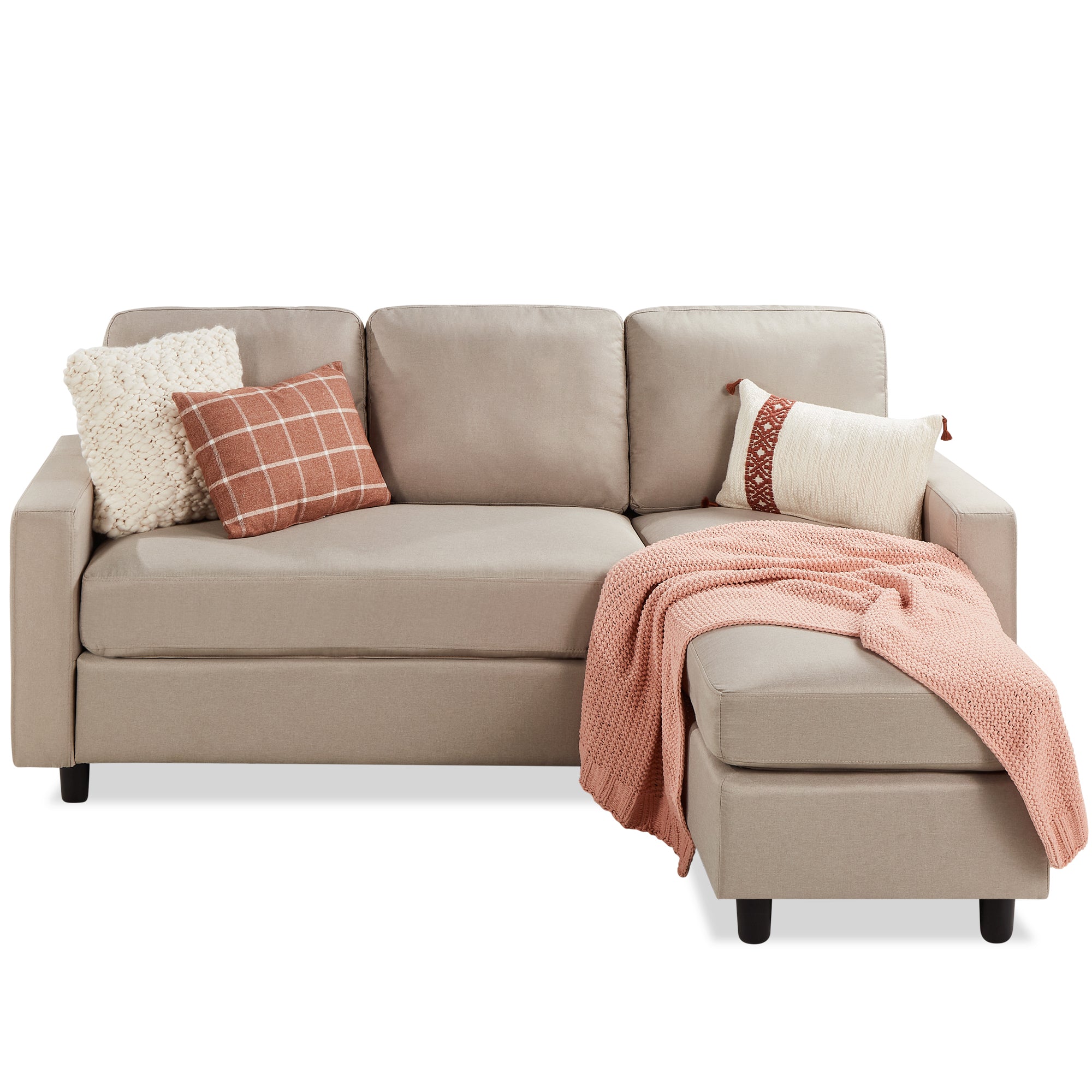 Upholstered Sectional Sofa Couch w/ Chaise Lounge, Reversible