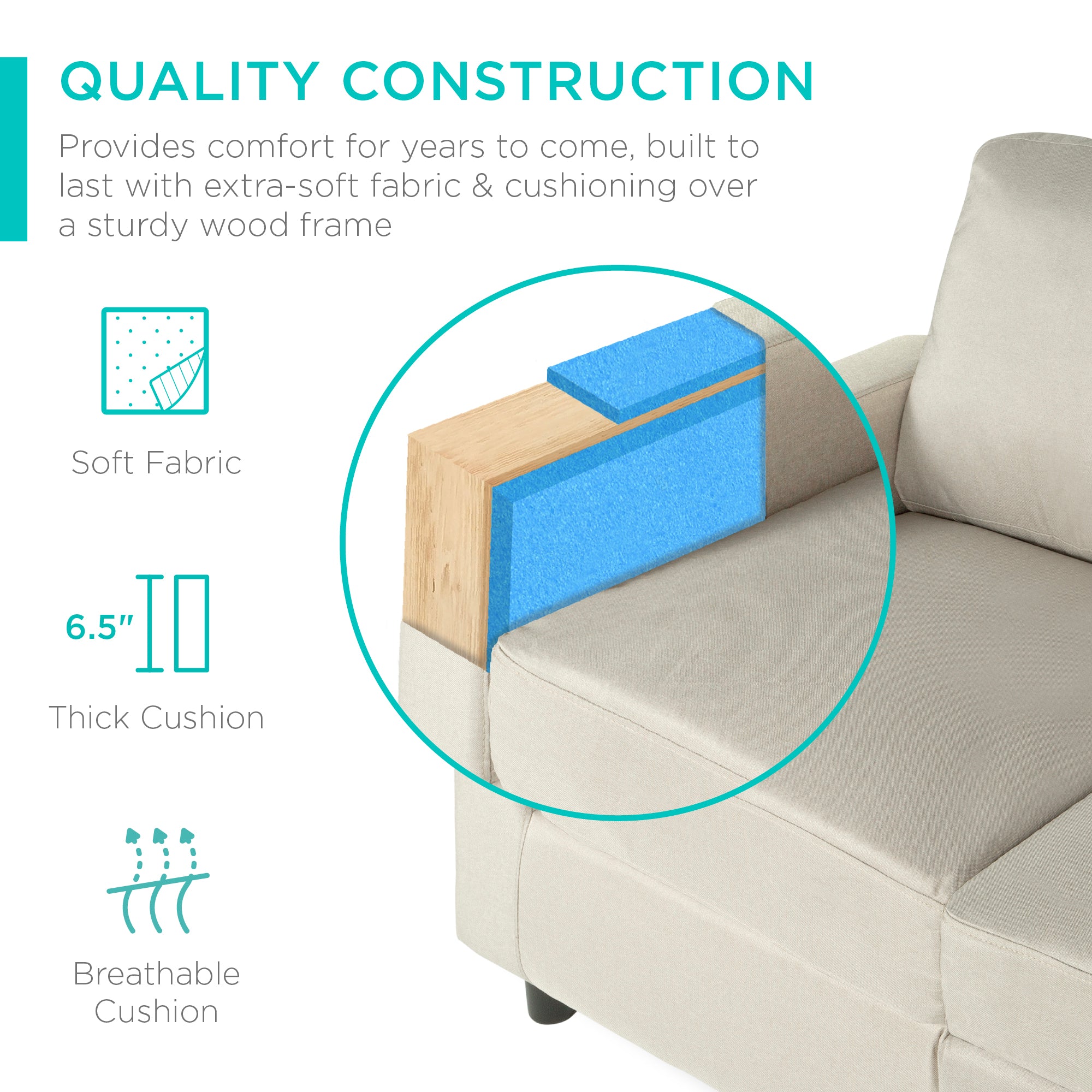 Upholstered Sectional Sofa Couch w/ Chaise Lounge, Reversible