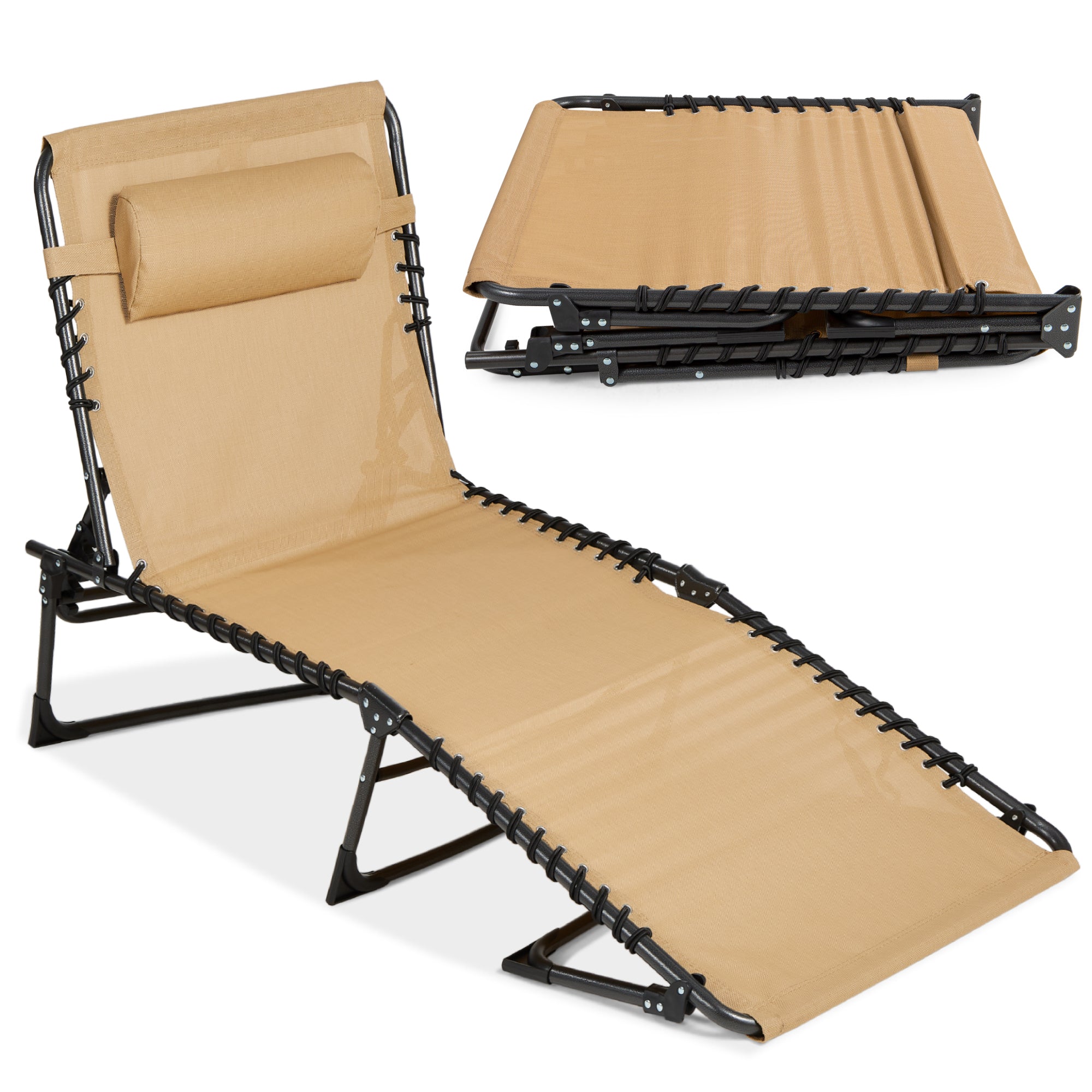 Portable Patio Chaise Lounge Chair Outdoor Recliner w