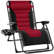 Oversized Padded Zero Gravity Chair, Folding Recliner w/ Headrest, Side Tray