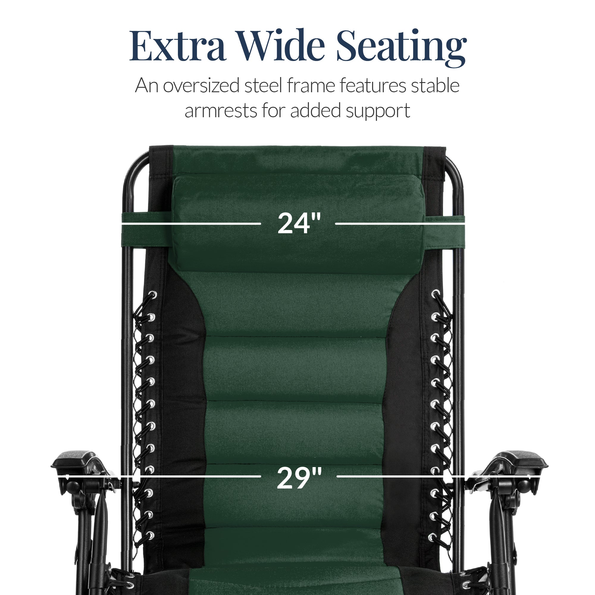 Oversized Padded Zero Gravity Chair, Folding Recliner w/ Headrest, Side Tray