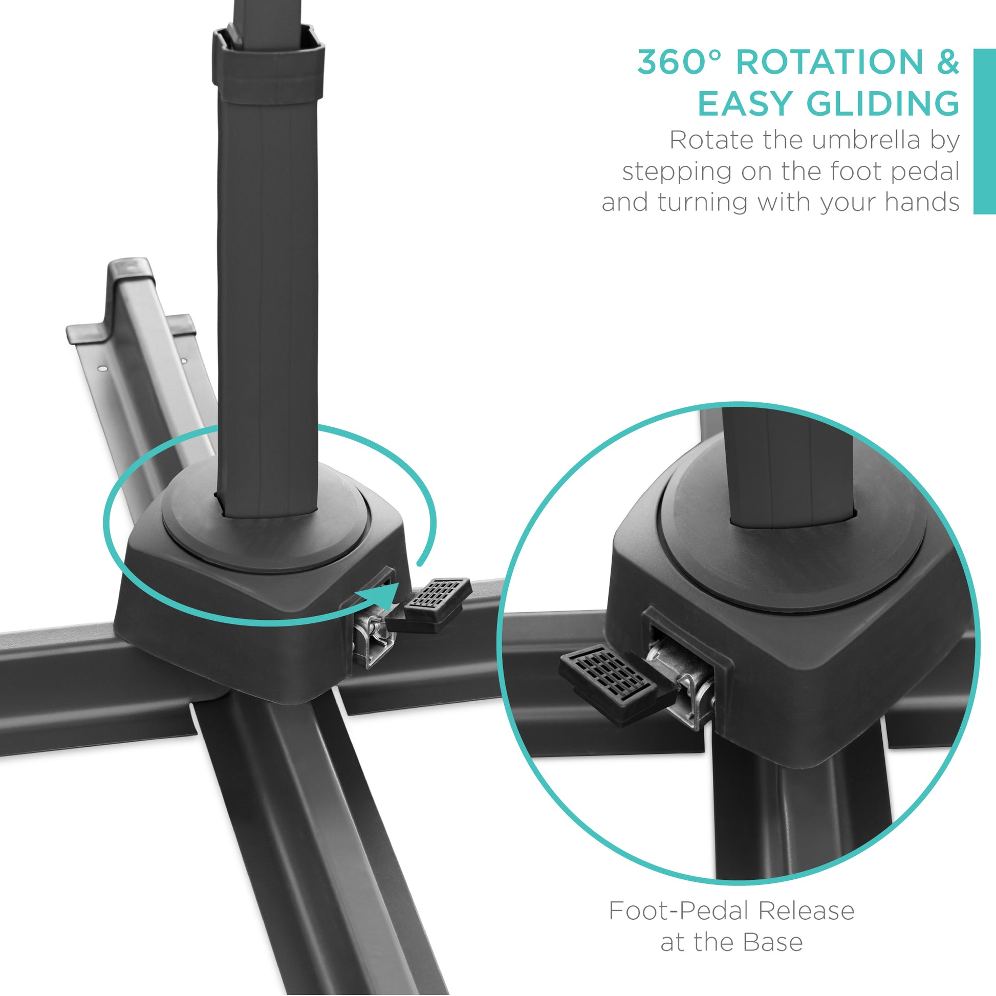 360-Degree Solar LED Cantilever Offset Patio Umbrella w/ Tilt