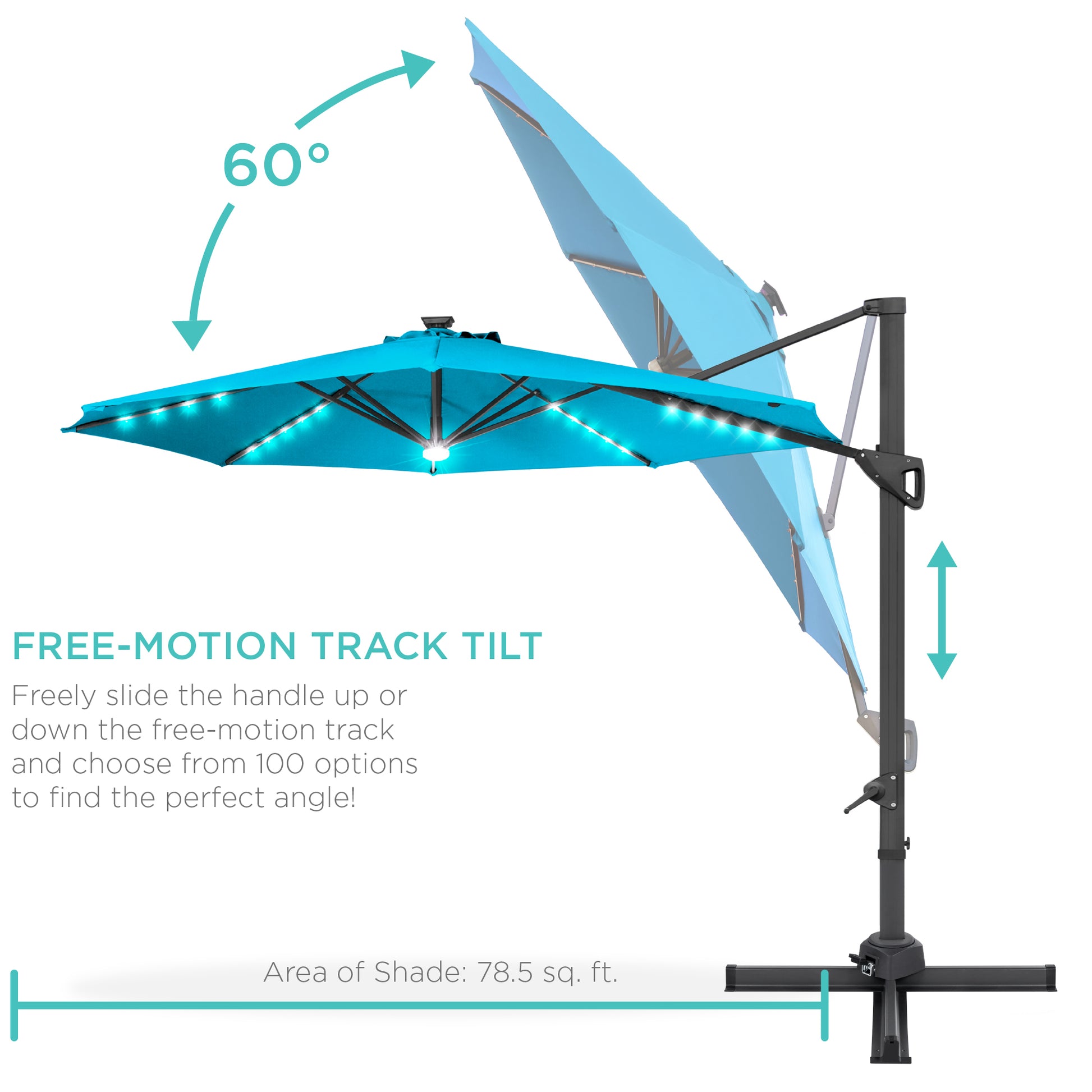 Best Choice Products 10ft 360-Degree Solar LED Lit Cantilever Patio Umbrella, Outdoor Hanging Shade Best Choice Products 10ft 360-Degree Solar LED Lit Cantilever Patio Umbrella, Outdoor Hanging Shade