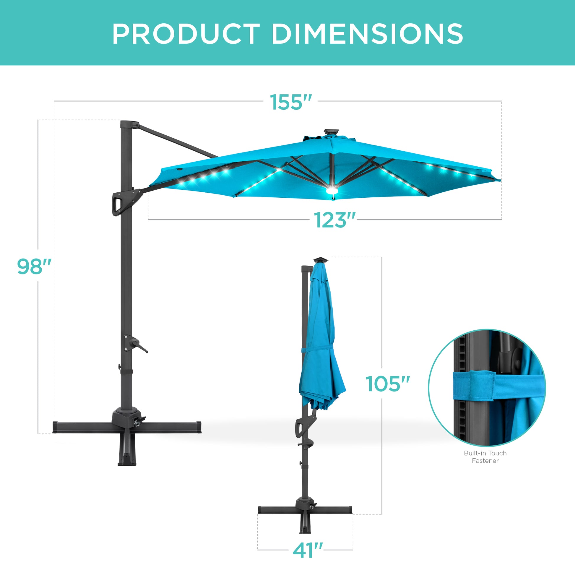 Best Choice Products 10ft 360-Degree Solar LED Lit Cantilever Patio Umbrella, Outdoor Hanging Shade Best Choice Products 10ft 360-Degree Solar LED Lit Cantilever Patio Umbrella, Outdoor Hanging Shade