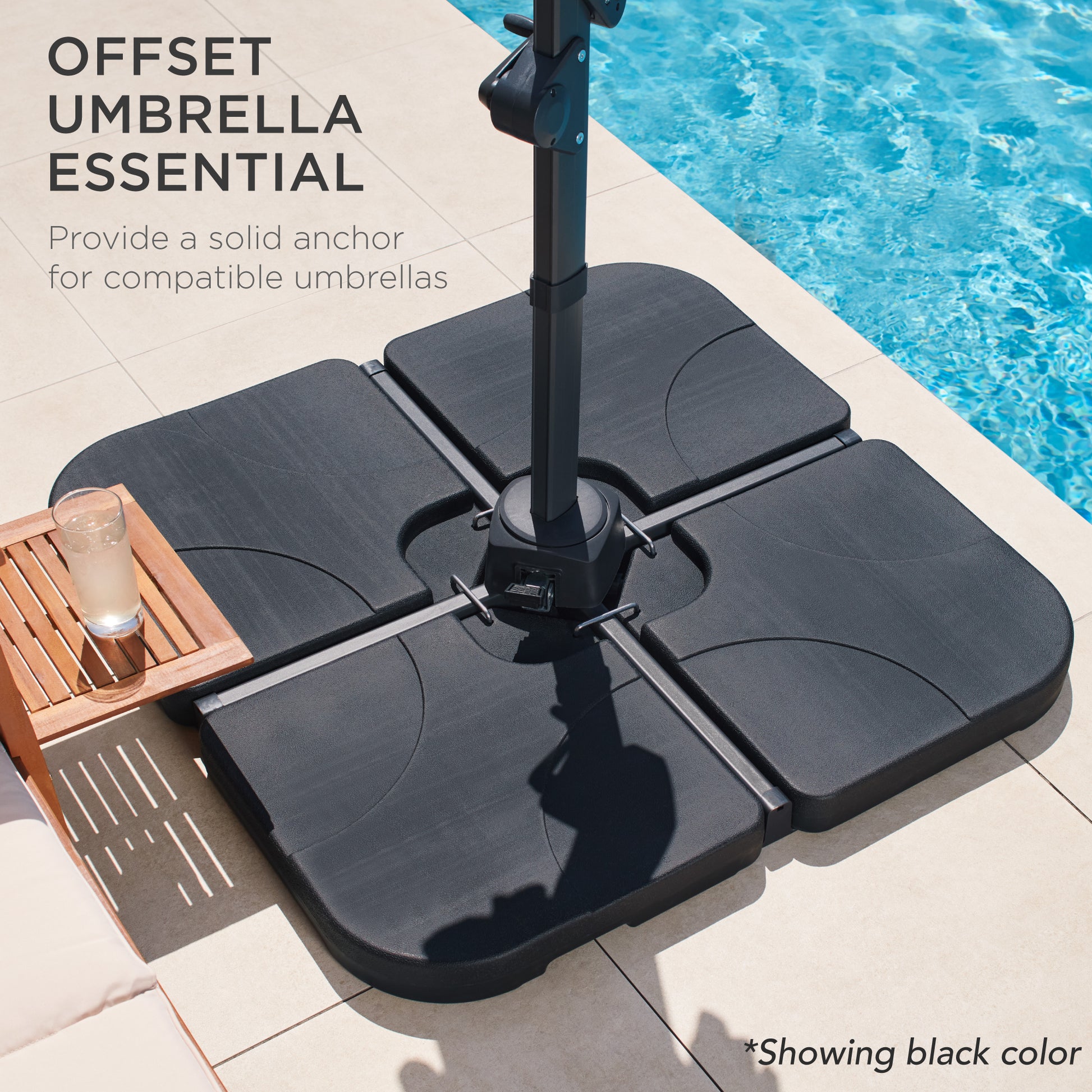 abba patio cantilever offset umbrella base plate set Best Choice Products 4-Piece Cantilever Offset Patio Umbrella Stand Square Base Plate Set w/ Easy-Fill Spouts