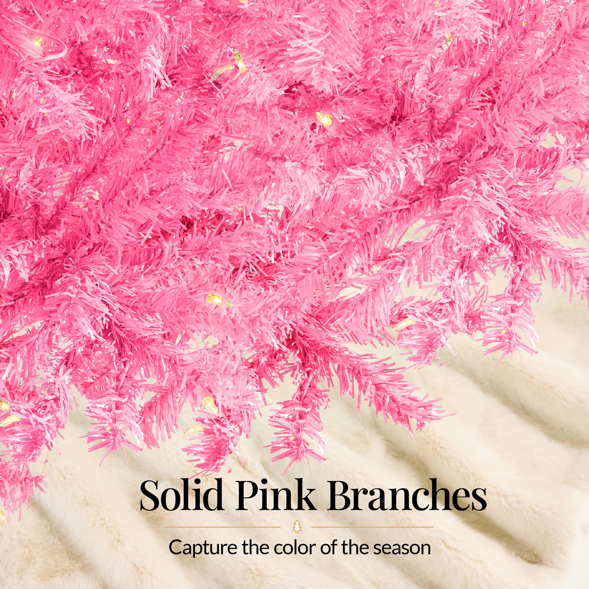 Pre-Lit Pink Christmas Tree w/ Twinkling LEDs Artificial Pine Holiday Decor