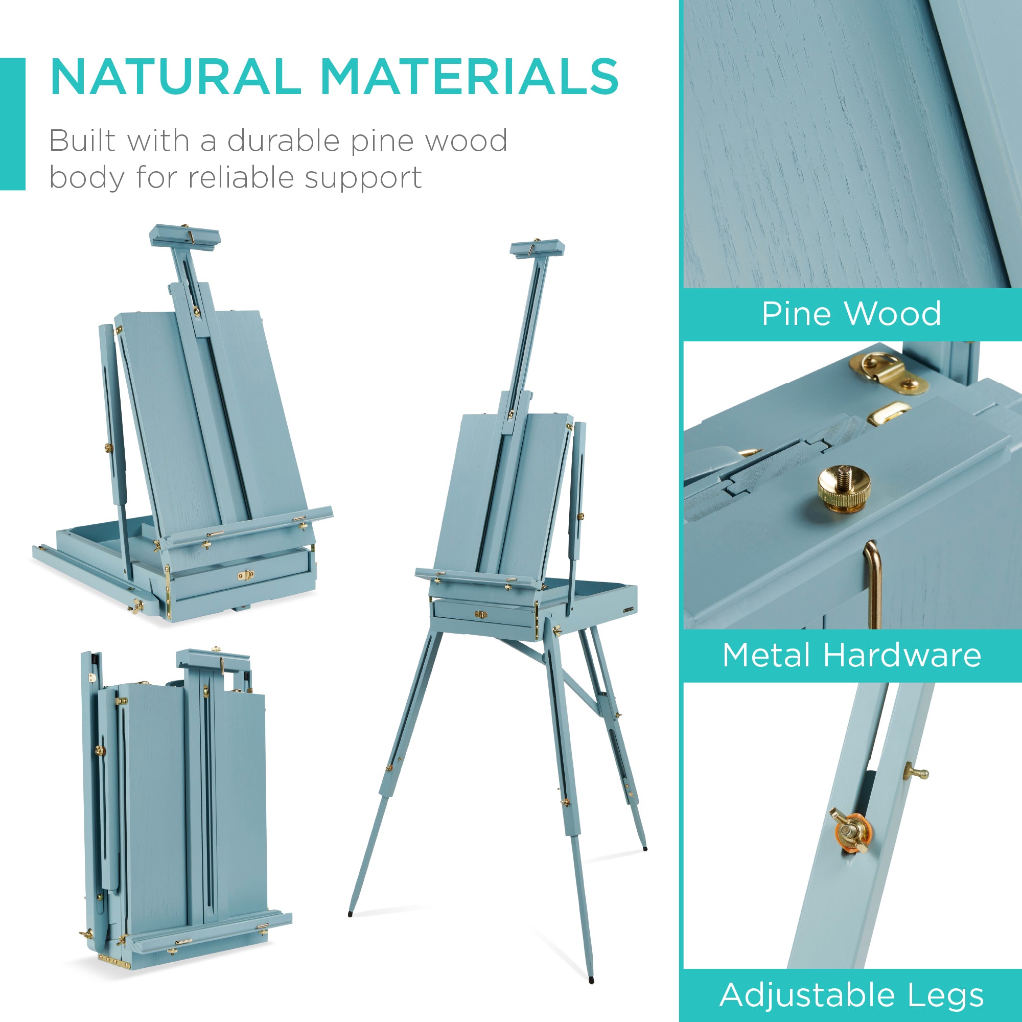 Art Easel for Painting, Portable Adjustable Tripod with 32-Piece Art Set
