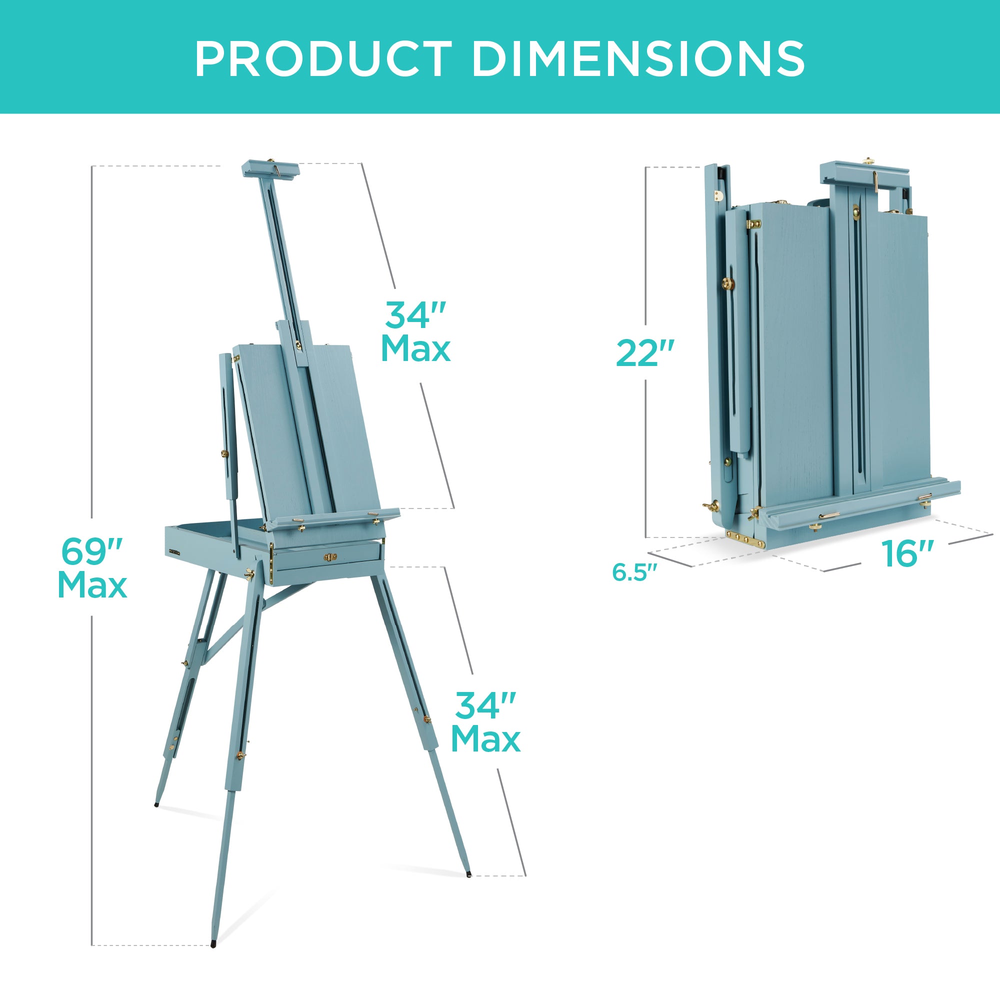 Art Easel for Painting, Portable Adjustable Tripod with 32-Piece Art Set