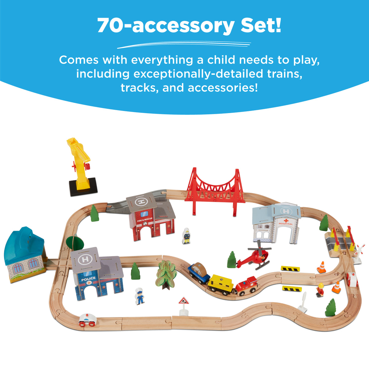 70-Piece Train Table, Large Multipurpose Playset w/ Reversible Table Top