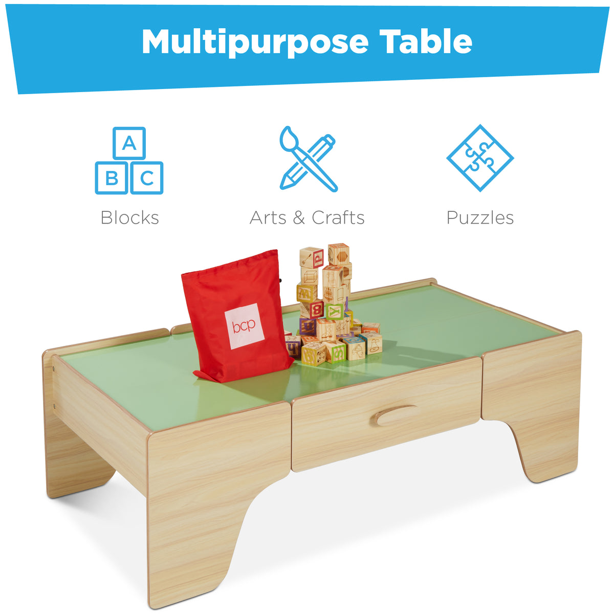 70-Piece Train Table, Large Multipurpose Playset w/ Reversible Table Top
