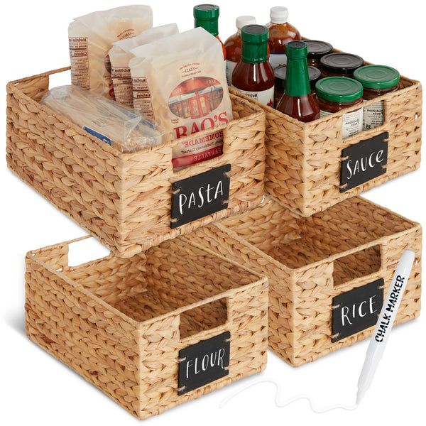 DUBLINER バーボンカスク & ファイネスト 4本セット Set of 4 Water Hyacinth Pantry Baskets w/ Chalkboard, Marker