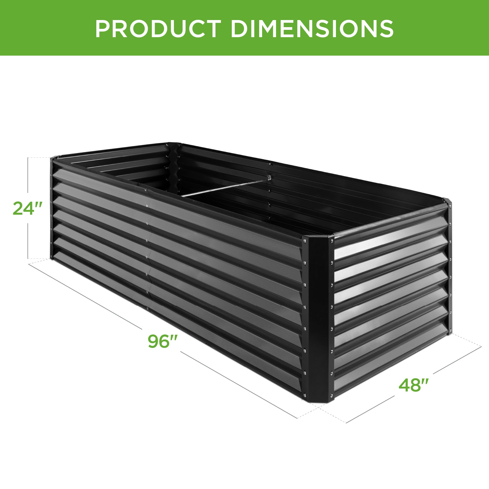 Outdoor Metal Raised Garden Bed for Vegetables, Flowers, Herbs - 8x4x2ft