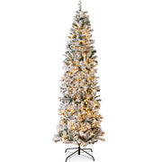 Pre-Lit Snow Flocked Artificial Pencil Christmas Tree