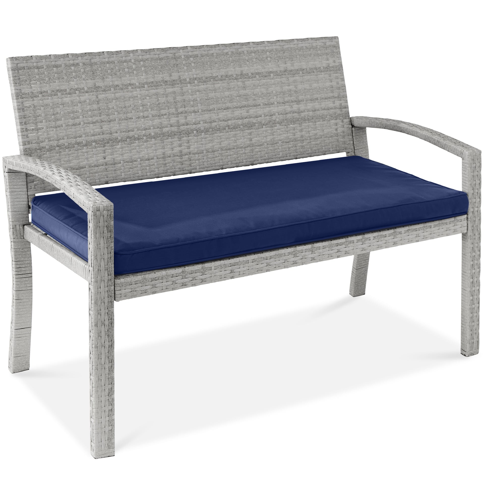 2 Person Wicker Porch Bench Outdoor Garden w Capacity 47in