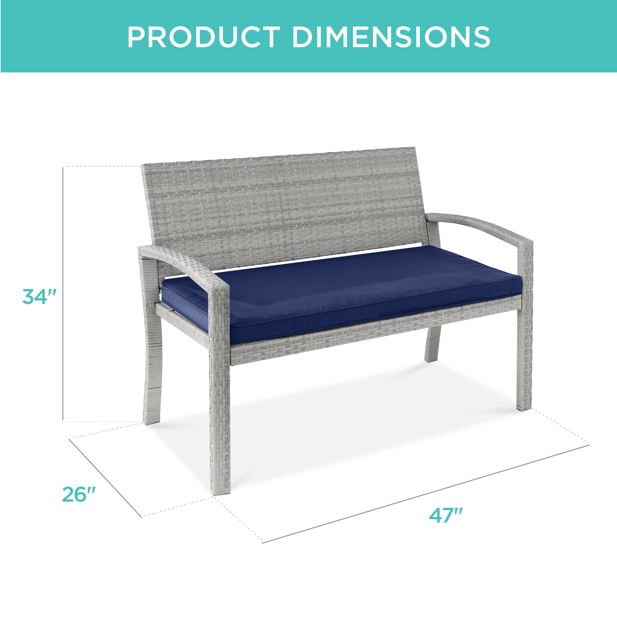 2-Person Wicker Porch Bench - Thumbnail 2