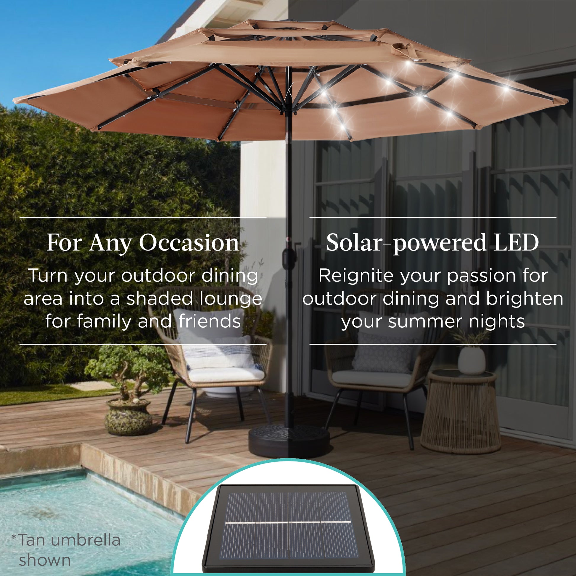 lighted patio umbrella free shipping Yescom Battery-powered Lights with Remote for 9-10ft 8-Rib(4 Designed for comfort and functionality Best Choice Products 10ft Solar
