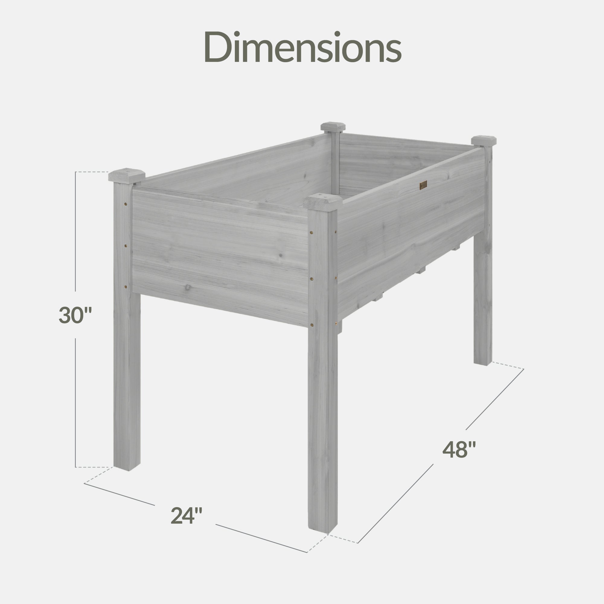 Raised Garden Bed, Elevated Wooden Planter Box w/ Foot Caps - 48x24x30in
