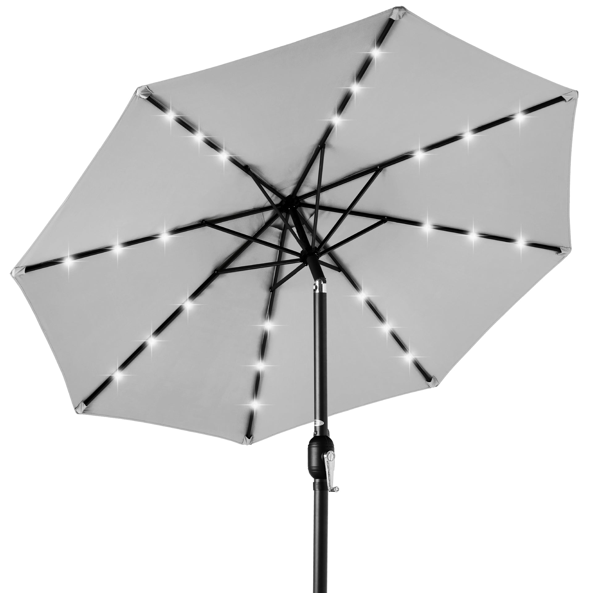Solar LED Lighted Patio Umbrella w/ Tilt Adjustment, UV-Resistant