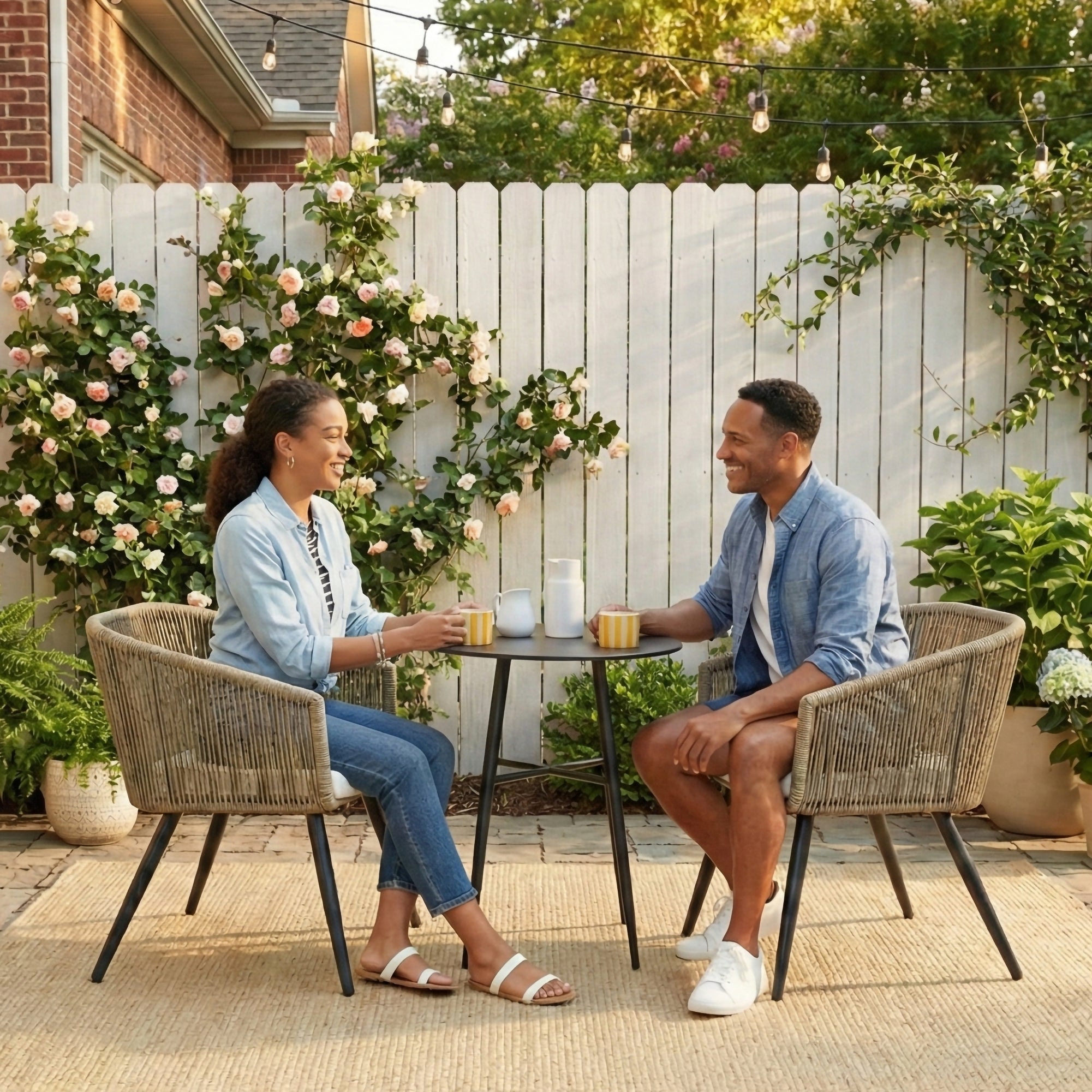 Set of 2 Outdoor Woven Wicker Patio Dining Chairs, 250lb Capacity