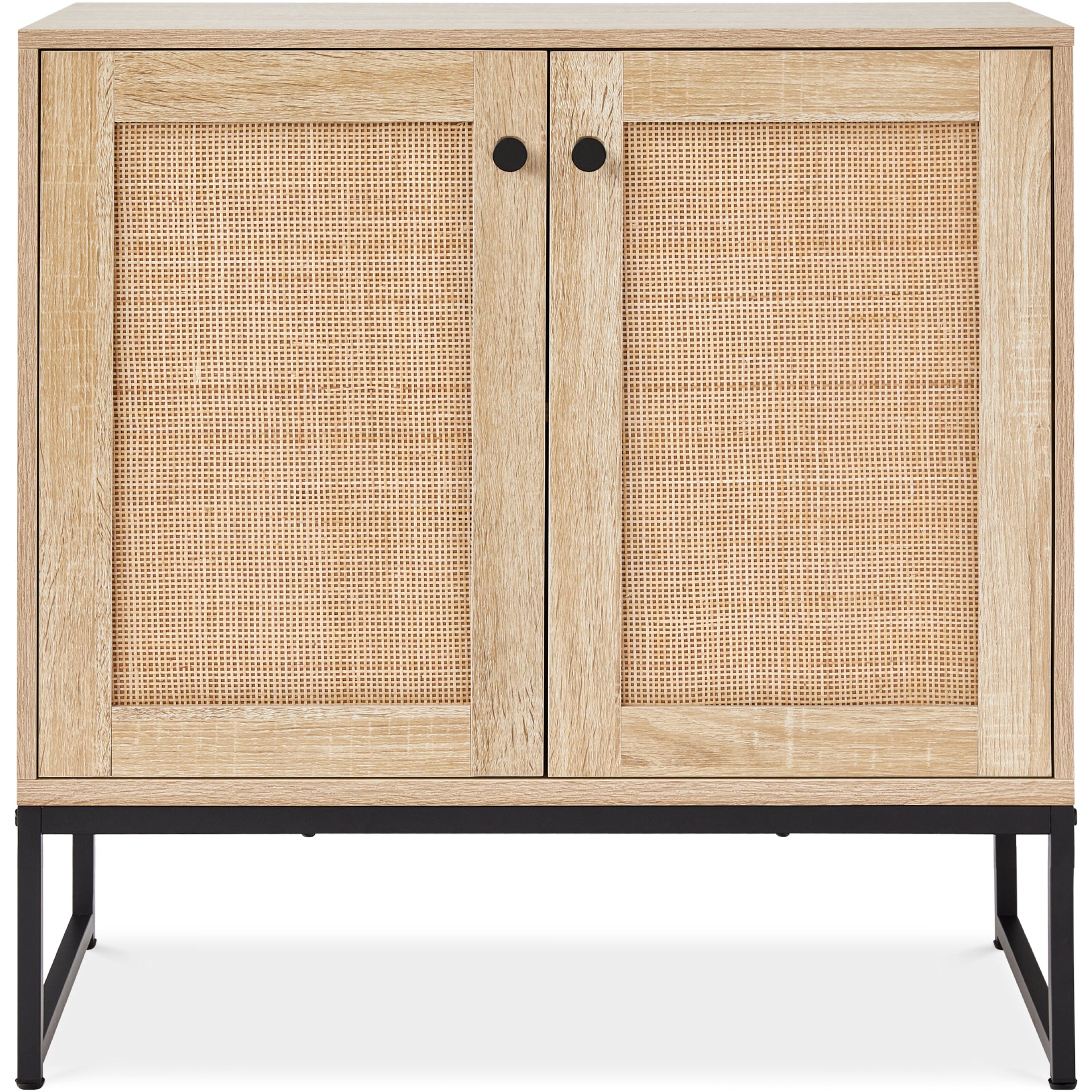 2 Door Rattan Storage Cabinet Accent Furniture Living Room w Foot Pads