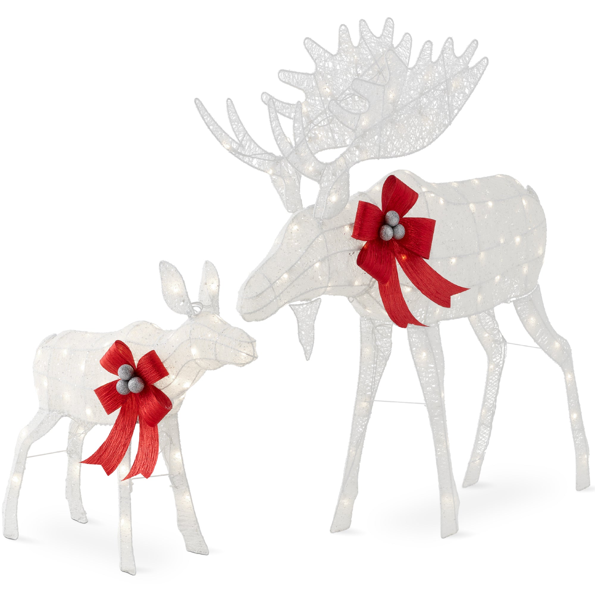 2-Piece Moose Family Lighted Outdoor Christmas Decoration Set - Thumbnail 3