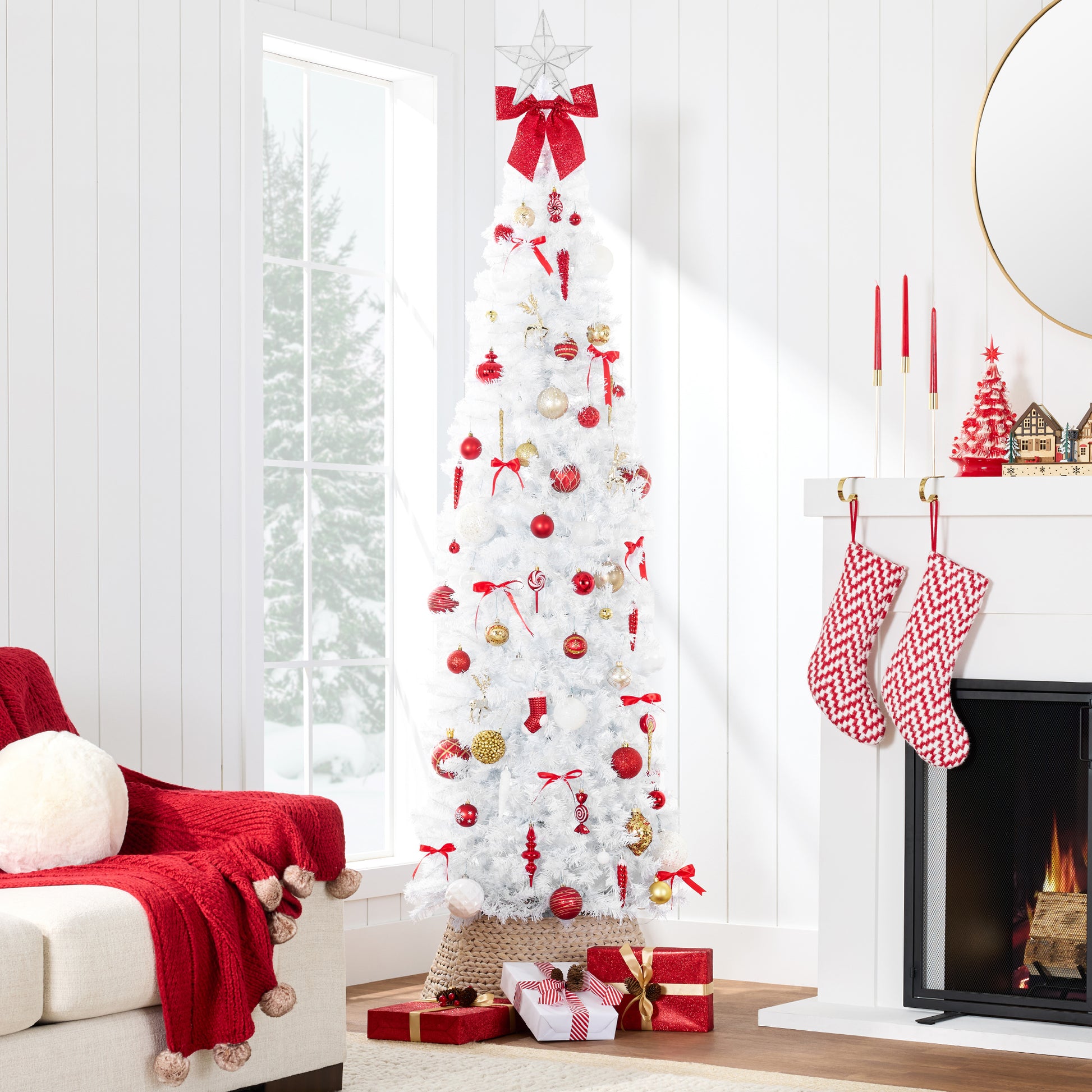 White Artificial Pencil Holiday Christmas Tree