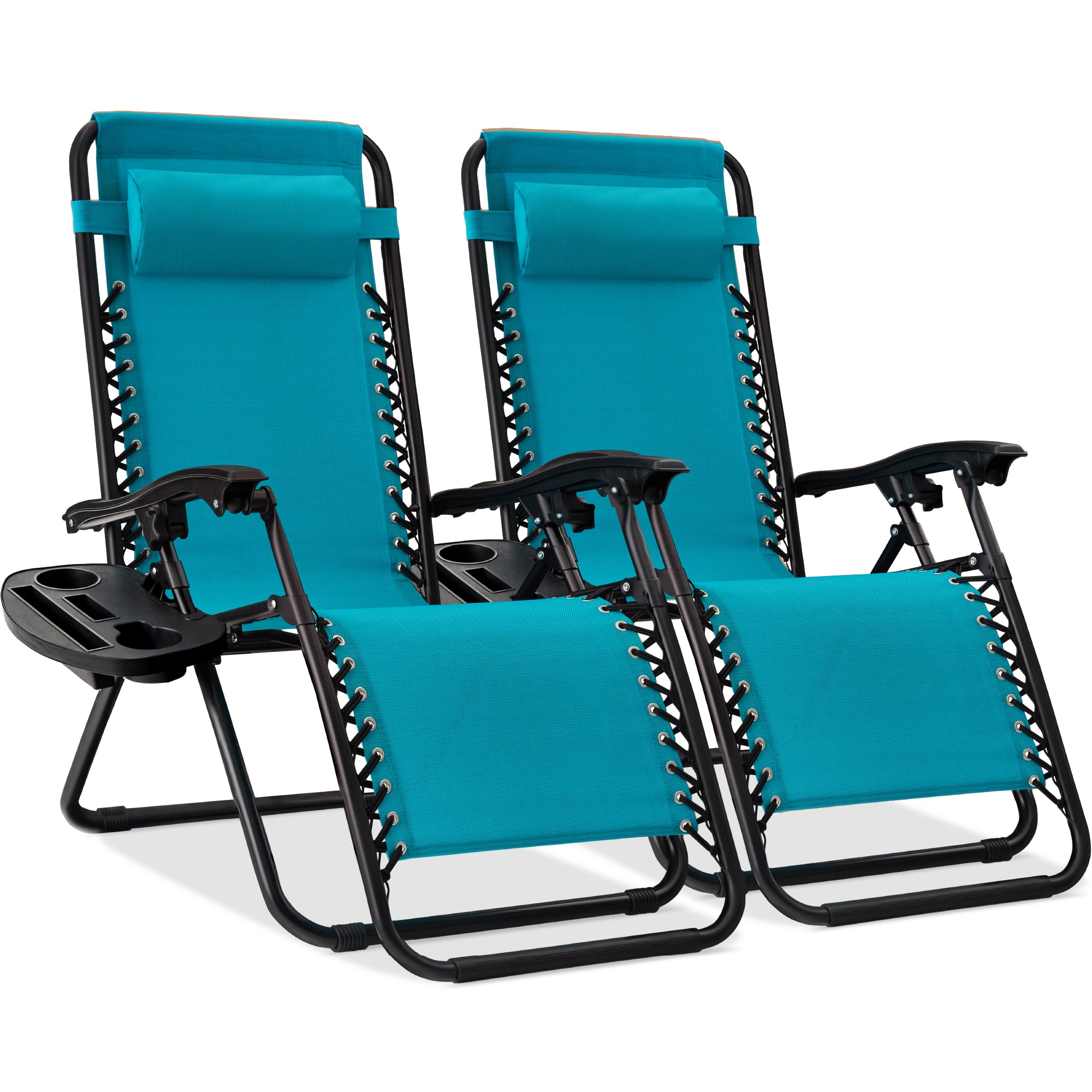 Set of 2 Adjustable Zero Gravity Patio Chair Recliners w/ Cup