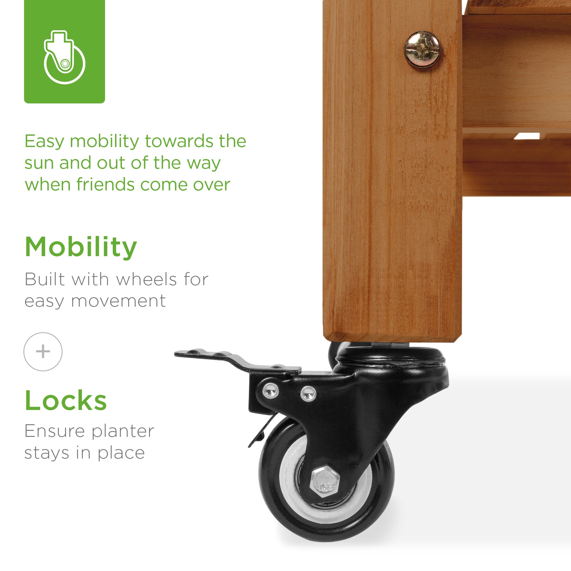 Mobile Raised Garden Bed Elevated Planter w/ Wheels, Shelf - 48x24x32in