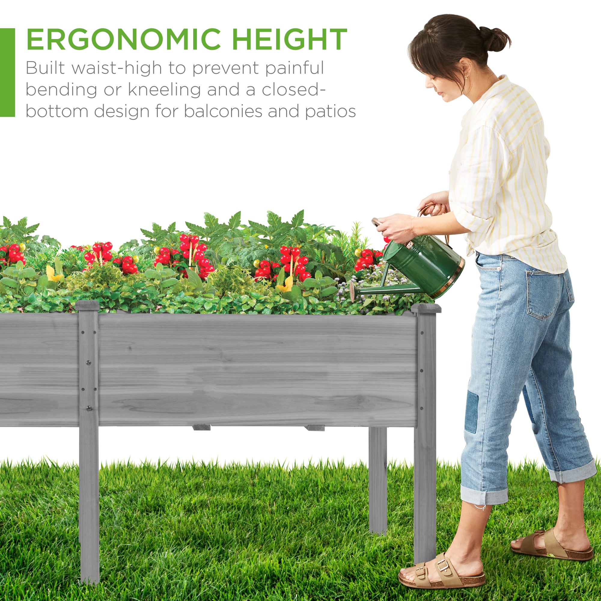 Raised Garden Bed, Elevated Wood Garden Planter Stand - 72x24x30in