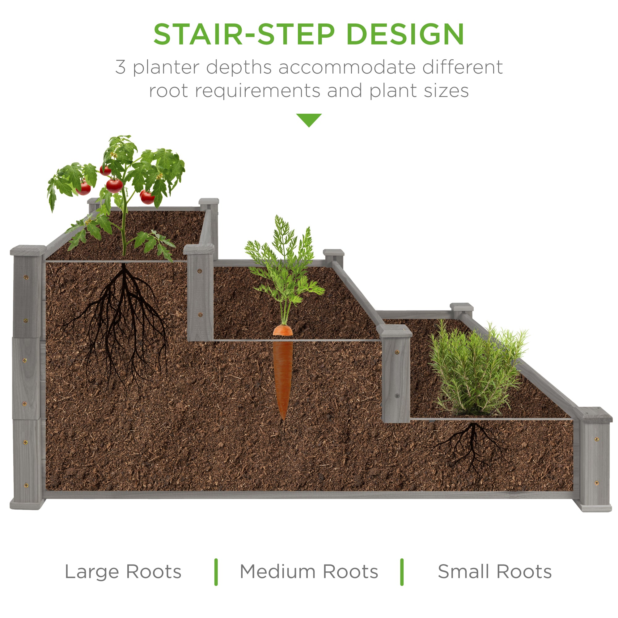 3-Tier Raised Fir Wood Garden Bed Planter - Thumbnail 3