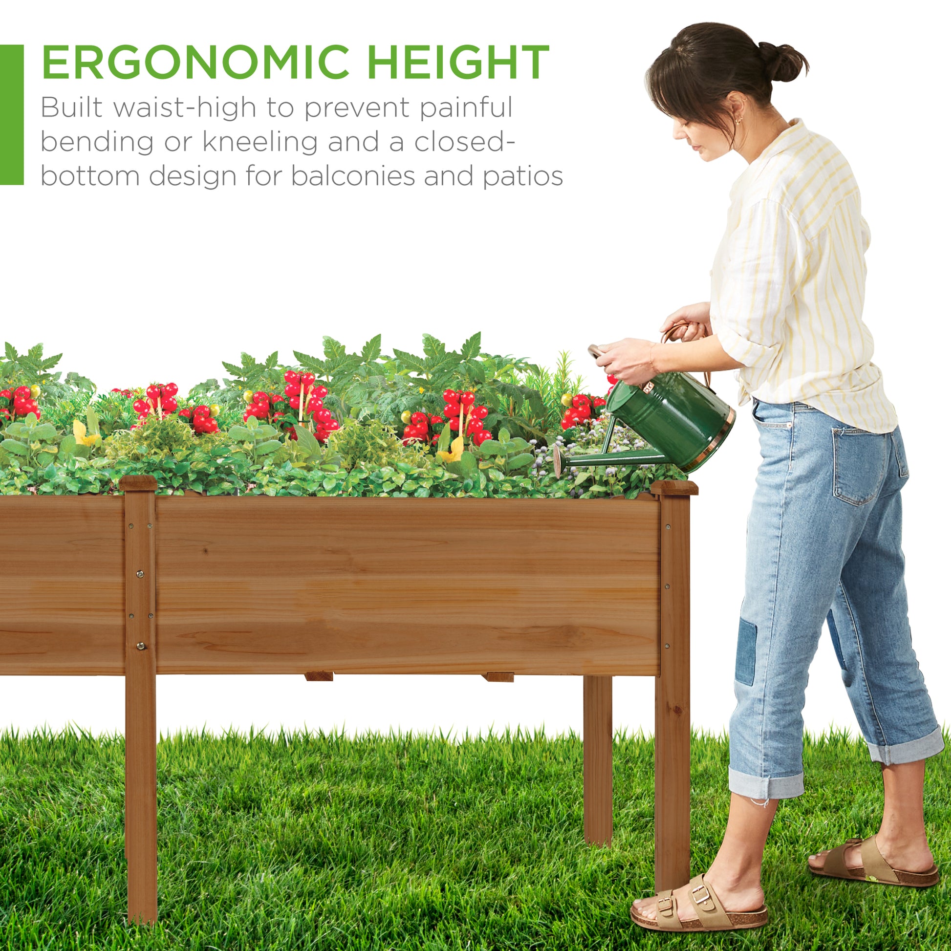 Raised Garden Bed, Elevated Wood Garden Planter Stand - 72x24x30in