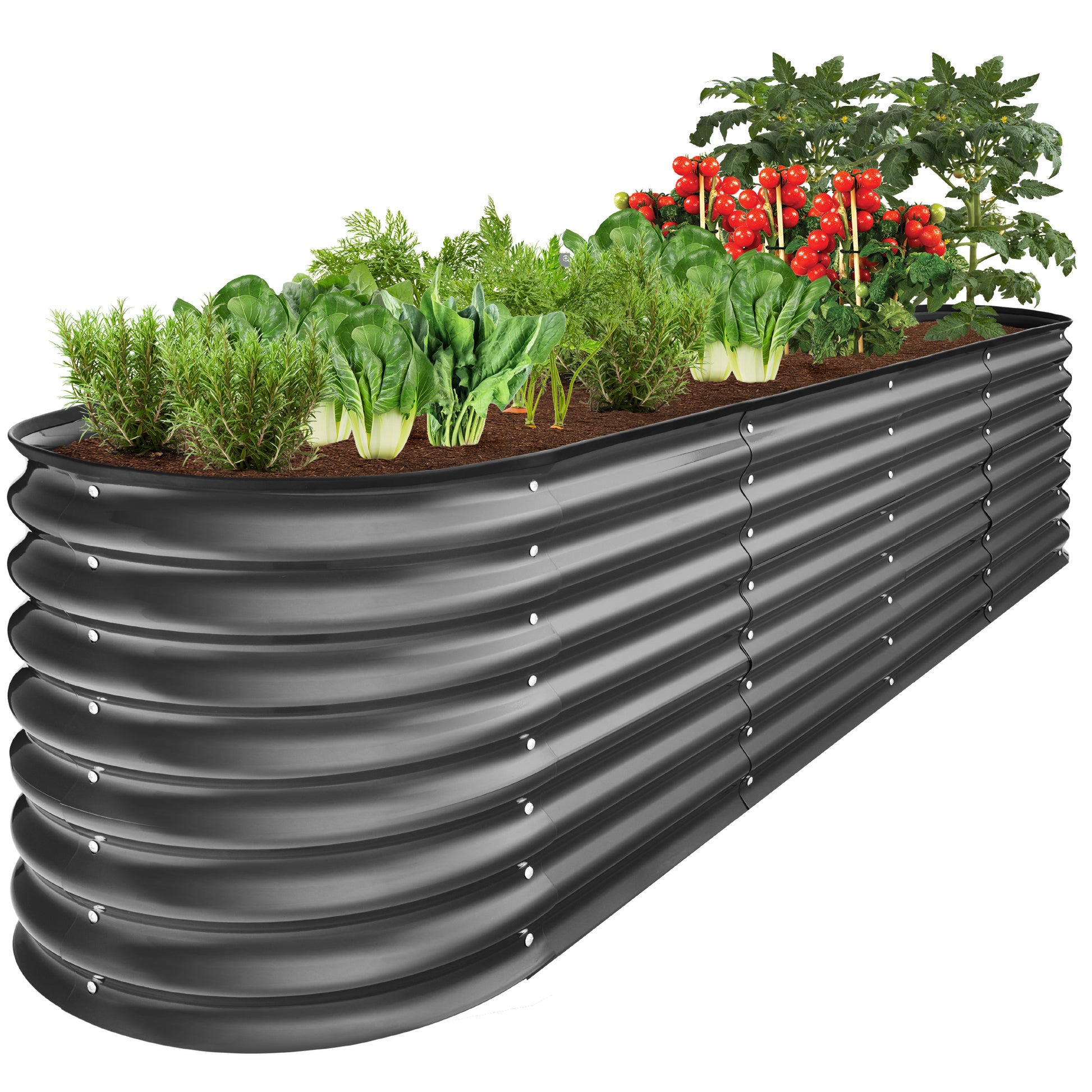 indoor raised planter box Metal Raised Garden Bed, Oval Outdoor Planter Box for Vegetables