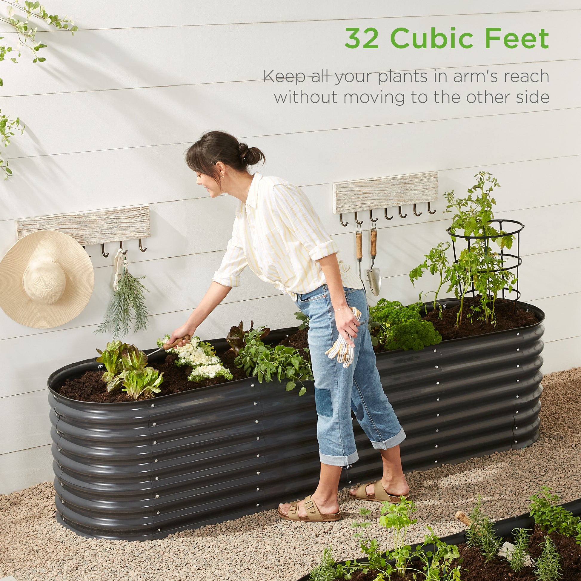 garden planters boxes Best Choice Products 8x2x2ft Metal Raised Garden Bed, Oval Outdoor Planter Box w/ 4 Support Bars