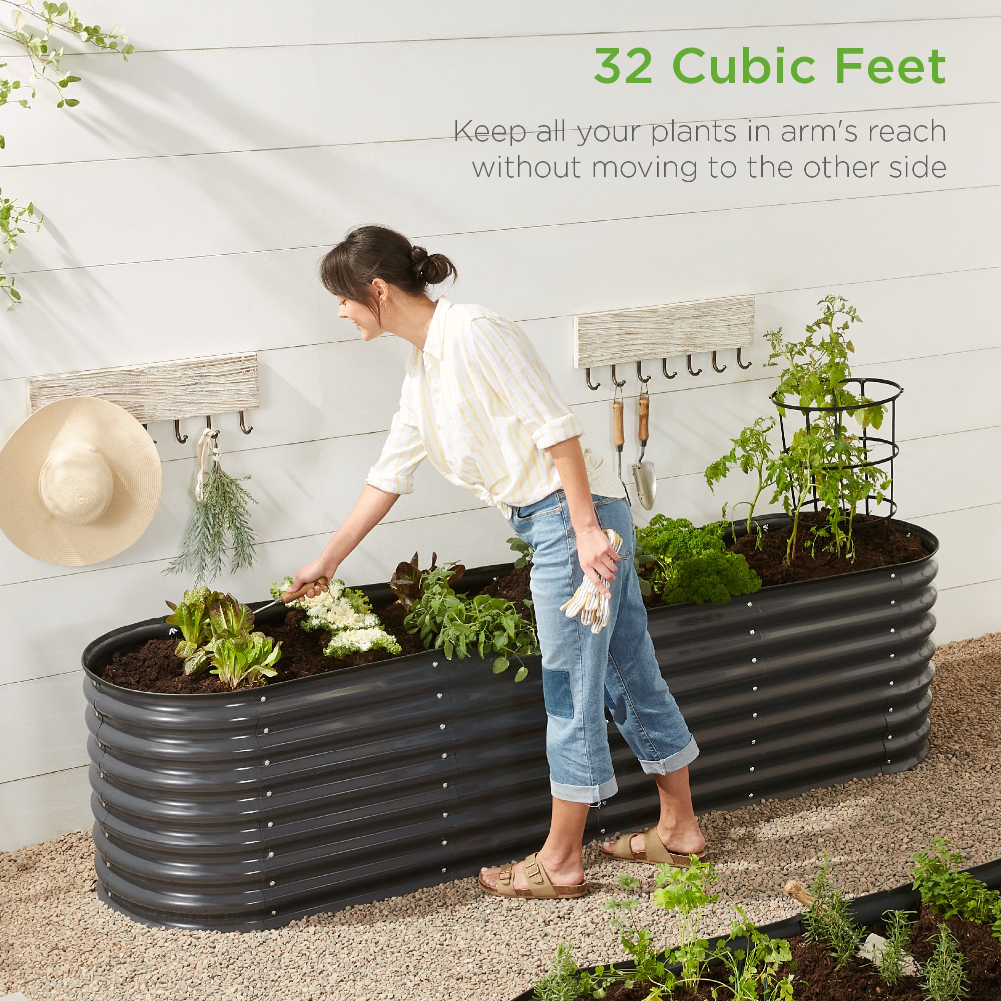outdoor planters box Best Choice Products 8x2x2ft Metal Raised Garden Bed, Oval Outdoor Planter Box w/ 4 Support Bars