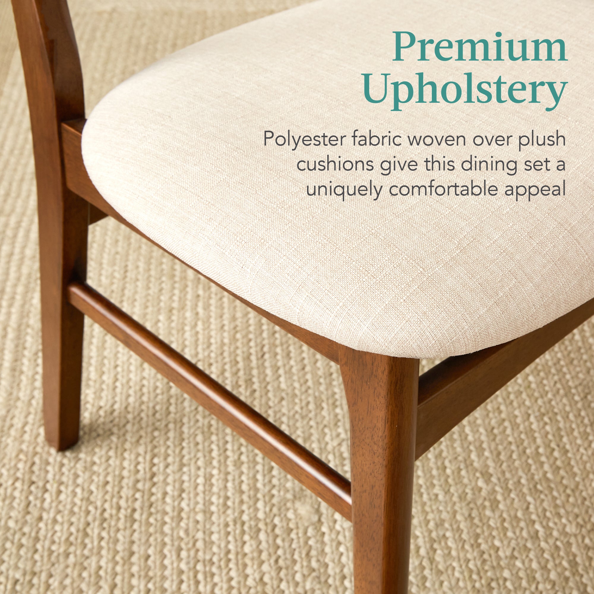 6-Piece Mid-Century Modern Upholstered Wooden Dining Set w/ 4
