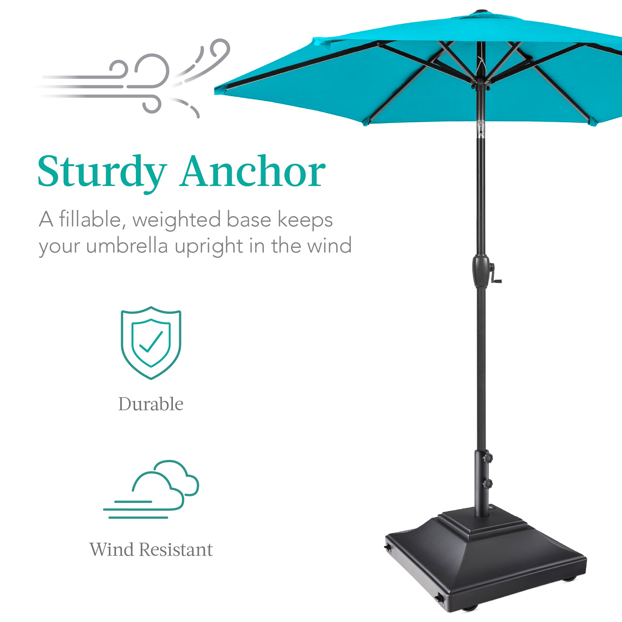 Mobile Umbrella Base, Fillable Stand w/ 4 Wheels, 2 Locks, 120lb Capac – Best Choice Products
