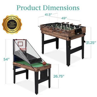 Triumph 13-in-1 Game Table - Includes Basketball, Pool, Ping Pong, Hockey, Bean Bag Toss & Board Games